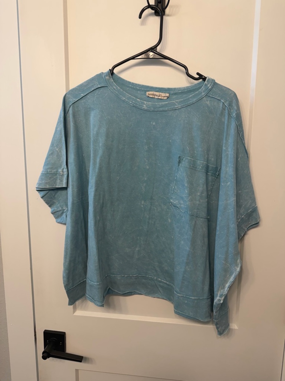 Zenana Outfitters Baby Blue Crewneck Pocket Tee